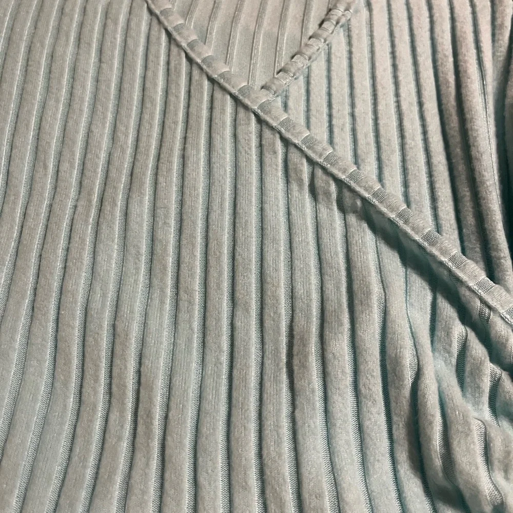 Light Blue Ribbed Wrap Top - Picture 4 of 6